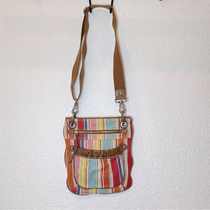 Fossil Canvas and Leather Crossbody Bag in Multi-Stripe